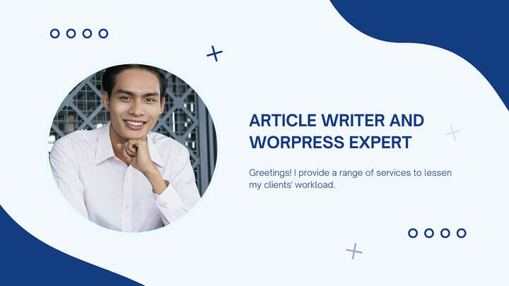 iwork.ph - Greetings! I'm Danilo and I'm from the Philippines. As a freelancer, I provide a range of services to lessen my clients' workload. I am capable of a wide range of jobs, including simple data input, web research, and graphics design, but my area of expertise is WordPress website design. I charge my customers a reasonable price for a beautiful, contemporary, and responsive website. I really enjoy adding value to the services I provide. I would be delighted to answer your questions. I'm eager to collaborate with you, so let's get in touch. Cheers! and enjoy your upcoming day! - WordPress Specialist and Virtual Assistant