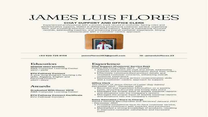 iwork.ph - Hi there!I'm James and I'm an Experienced professional with a proven track record in customer-facing roles and administrative support. Skilled in delivering exceptional customer service, organizing data, and providing effective chat and email support. Adept at maintaining accurate records, addressing inquiries, and enhancing overall customer experience. Lastly, the reason why you should hire me is because my willingness to learn is my driving force. Hope to work for you soon! - Data Entry / Chat Support