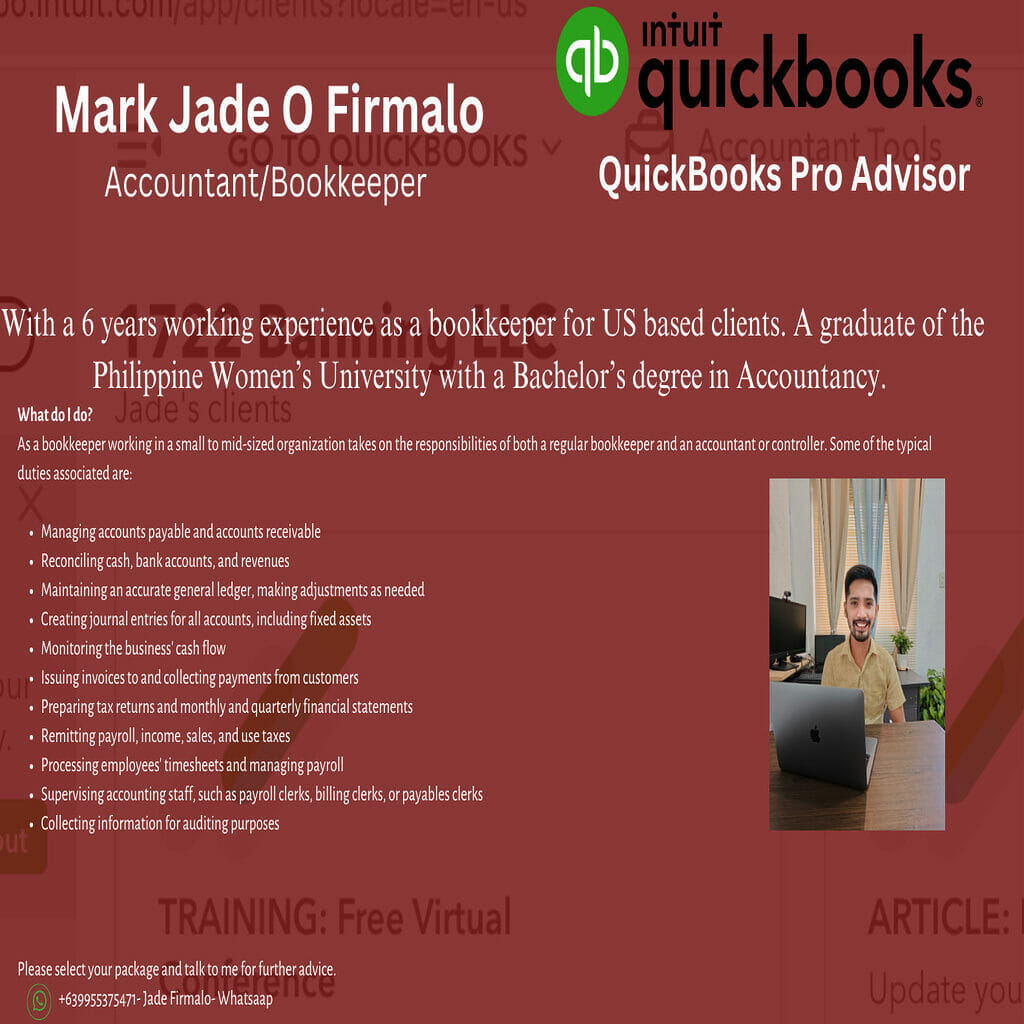 41577Bookkeeping in quickbooks online and quickbooks desktop A certified qbo proad