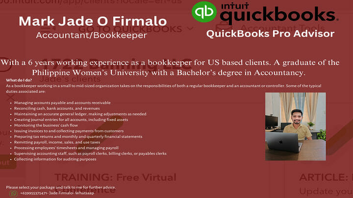 iwork.ph - Thank you for visiting my quickbooks online bookkeeping service here on iwork.ph With this service I can help you manage your quickbooks online account for you to be able to move on to your new assignment in your business. - Bookkeeping in quickbooks online and quickbooks desktop A certified qbo proad