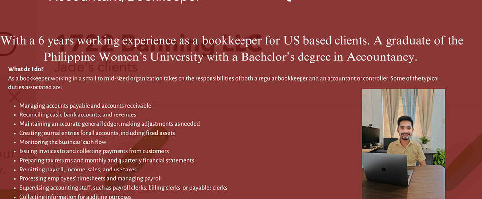 iwork.ph - Thank you for visiting my quickbooks online bookkeeping service here on iwork.ph With this service I can help you manage your quickbooks online account for you to be able to move on to your new assignment in your business. - Bookkeeping in quickbooks online and quickbooks desktop A certified qbo proad