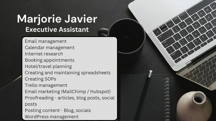 iwork.ph - Are you looking for someone to take away your day-to-day business tasks that take up too much of your time and distract you from making a real impact on your business? Then look no further! I am here to help you take back control of your schedule and maximize your effectiveness and productivity without spending long hours behind the desk. - I will be your executive virtual assistant to make your life easier