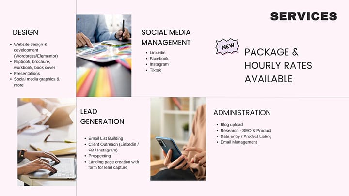 iwork.ph - I'm here to make a real difference for start-ups and small business owners like you. I understand the unique challenges you face, and I'm ready to work closely with you to make things easier. - General Virtual Assistant - Web Design | Lead Generation | Social Media Mgt