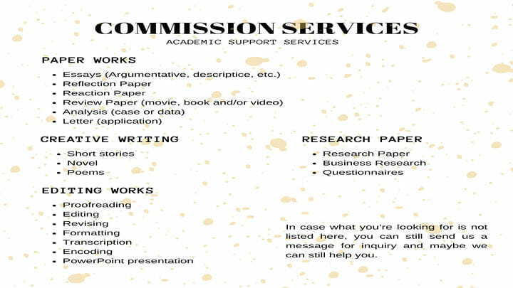 iwork.ph - Hi! We're happy to give help and assistance to the struggling students! We hope to be at your service. - Commissioner