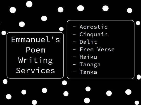 iwork.ph - Welcome to Emmanuel's Poetry Writing Gig Service! In this service:- I will write a poem for you in any topic- I will write in any formats such as: - I will write a custom poem for you